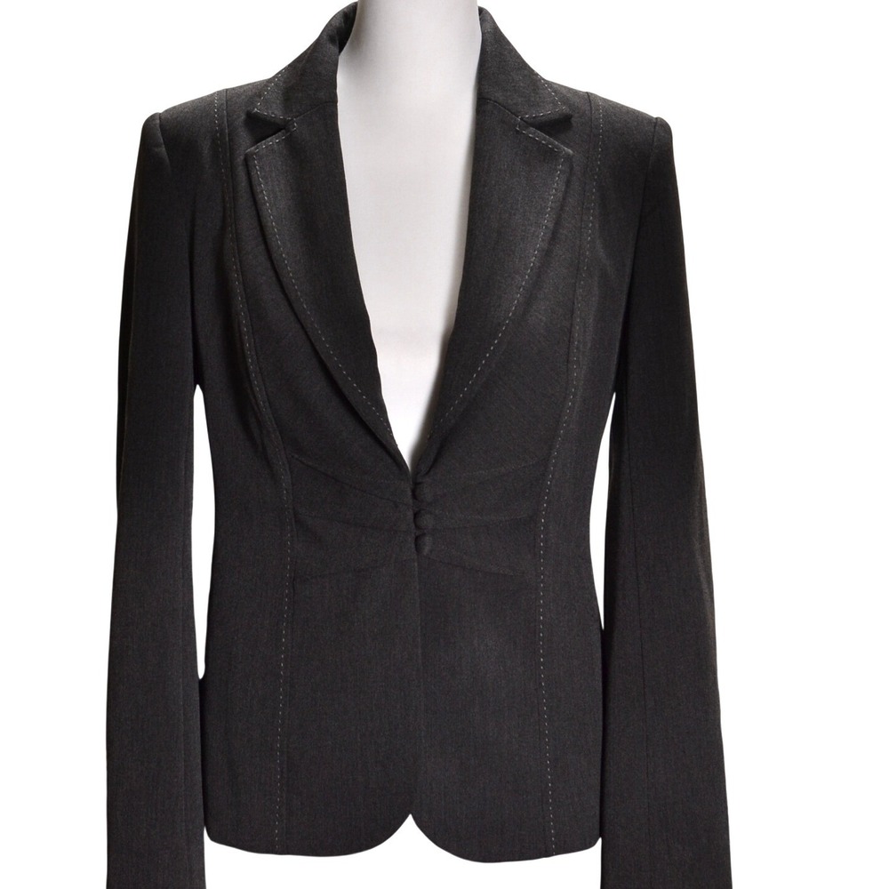 Peter Nygard Minimalist Preppy Work Tailored Blazer Charcoal Gray Structured